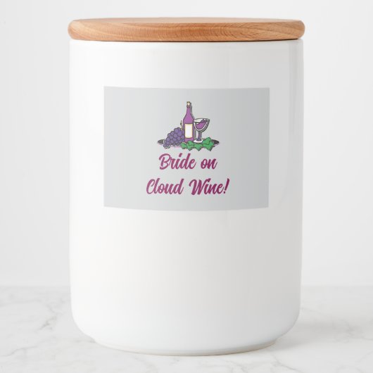 Bruid op wolk wijn! voedselcontainer etiket (Voorkant)