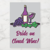 Bruid op wolk wijn! wijn etiket (Enkel label)