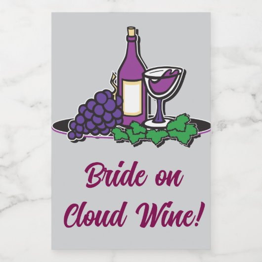 Bruid op wolk wijn! wijn etiket (Enkel label)