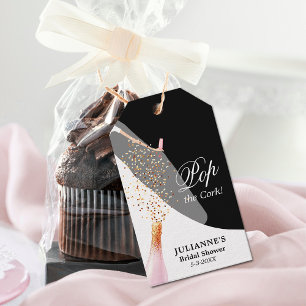 Bruid op zwart Vrijgezellenfeest Favor Cadeaulabel