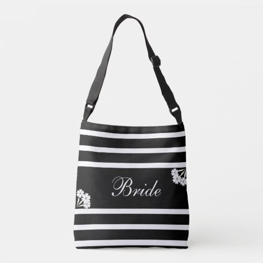 Bruid op zwart-wit gestreepte crossbody tas (Achterkant)