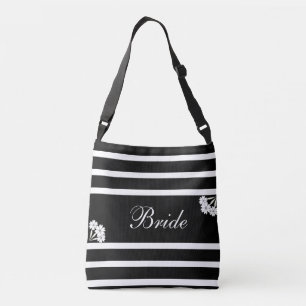 Bruid op zwart-wit gestreepte ondergrond crossbody tas