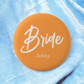Bruid Oranje Witte Huwelijk Script Ronde Button 5,7 Cm