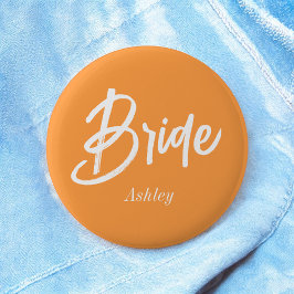 Bruid Oranje Witte Huwelijk Script Ronde Button 5,7 Cm