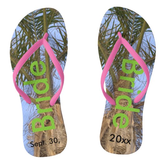 Bruid Palm Trees Blauwe Hemel Teenslippers (Voetbed)
