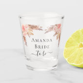 Bruid pampas gras blush roze bloemen shot glas (Voorkant)