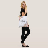 Bruid pampas gras roos gouden bloemige witte naam tote bag (Op model)