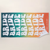 Bruid Pastel Gradiënt Retro Op Maat Strandlaken (Voorkant)