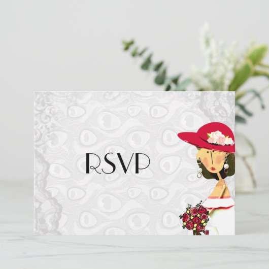 Bruid Pauwveren Trouw RSVP Kaart (Staand voorkant)