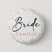 Bruid Peach Bloemen Bachelorette Ronde Button 5,7 Cm (Voorkant)