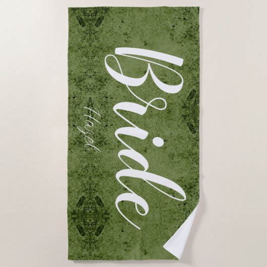 Bruid Persoonlijke Bachelorette Bruid Script Wit Strandlaken (Voorkant)