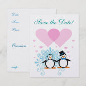 Bruid Pinguïn Save the Date Kaart (Voorkant / Achterkant)
