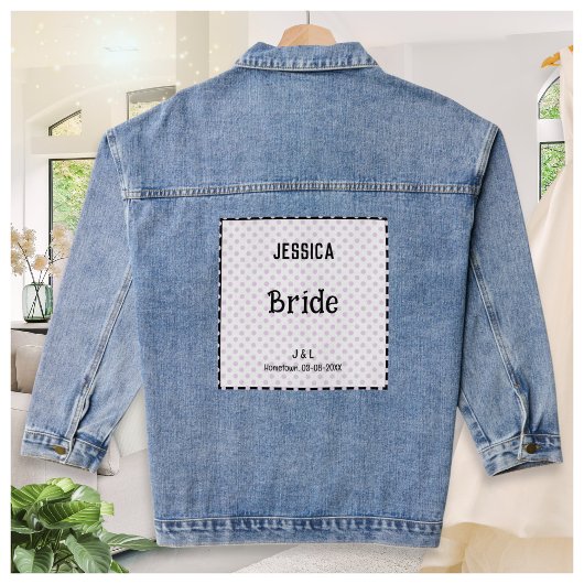 Bruid  Polka Dot Custom Bruids Party Bruiloft Denim Jacket