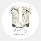 Bruid Posse Cowgirl Laarzen Aangepaste naam Ronde Sticker (Voorkant)