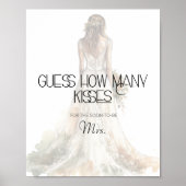 Bruid raden hoeveel kussen bruids spel poster (Voorkant)