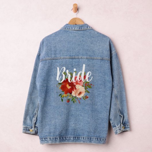 Bruid Red Cream Poppy Rozen Denim Jacket (Hangar)