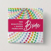 BRUID Règeneverende Harten Strooigoed Trouw Naambo Vierkante Button 5,1 Cm (Voorkant)