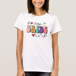 Bruid Retro Bachelorette Kleurrijk T-shirt