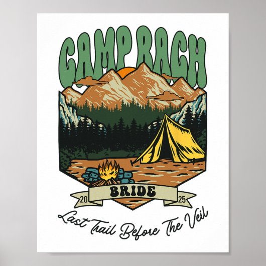 Bruid Retro Camp Bach Party Camping Bachelorette 2 Poster (Voorkant)