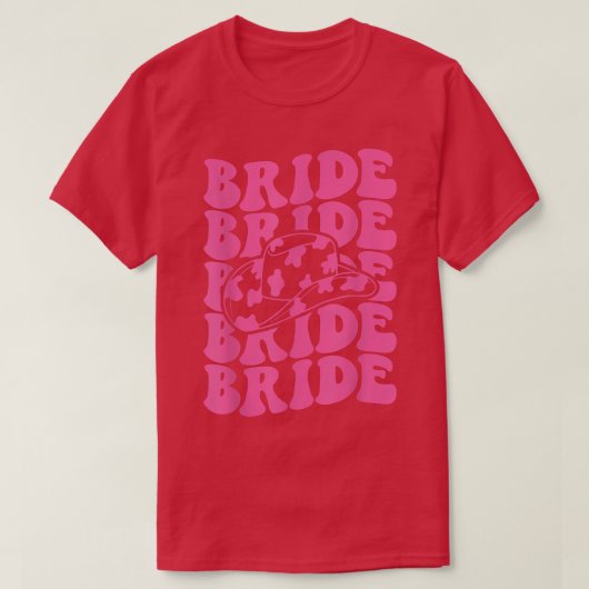 Bruid Retro Groovy Rodeo Cowgirl Bachelorette Fees T-shirt (Design voorkant)