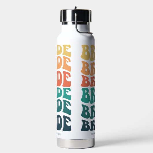 Bruid Retro Tekst Regenboog Aangepast Waterfles (Links)