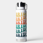 Bruid Retro Tekst Regenboog Custom Waterfles (Achterkant)