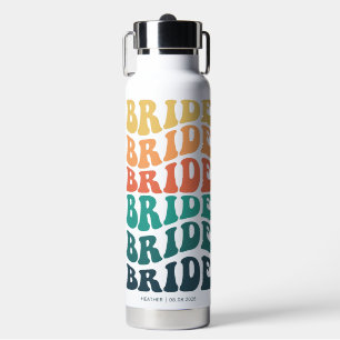 Bruid Retro Tekst Regenboog Custom Waterfles