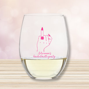 Bruid Ring Vinger Roze Grappig Bachelorette Wijnglas Zonder Voet