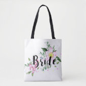 Bruid Roze Bloemen Waterverf bruiloft Vrijgezellen Tote Bag (Voorkant)