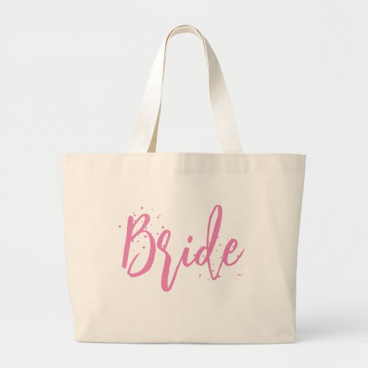 Bruid Roze Cute Fun Kalligrafie Script Eenvoudig Grote Tote Bag (Voorkant)