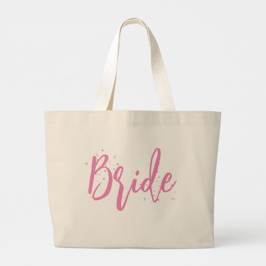 Bruid Roze Cute Leuke Calligrafie Script Eenvoudig Grote Tote Bag (Achterkant)
