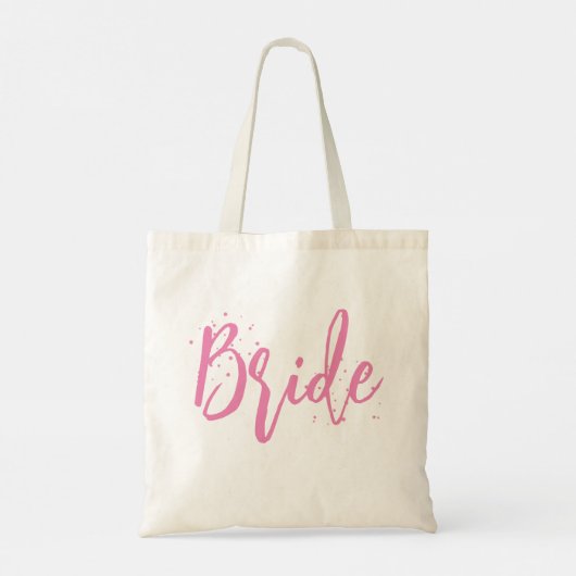 Bruid Roze Cute Leuke Calligrafie Script Eenvoudig Tote Bag (Achterkant)