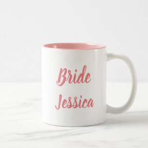 Bruid Roze Elegant Script Cadeaus Stijlvolle Bruil Tweekleurige Koffiemok