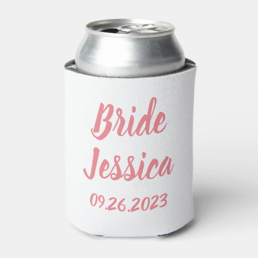 Bruid Roze Elegante Script Geschenken Stijlvolle B Blikjeskoeler (Blikje Voorkant)