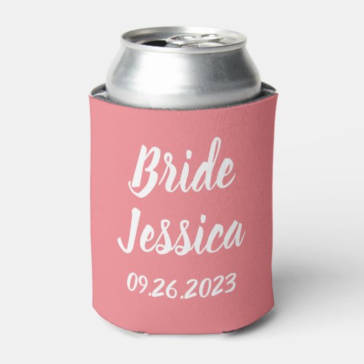 Bruid Roze Elegante Script Geschenken Stijlvolle B Blikjeskoeler (Blikje Voorkant)
