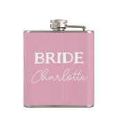 Bruid roze en wit gepersonaliseerde naam heupfles (Achterkant)