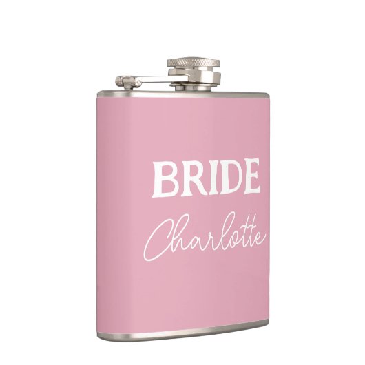 Bruid Roze En Wit Persoonlijke Naam Heupfles (Rechts)