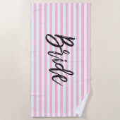 Bruid Roze Gestreepte Strandlaken (Voorkant)