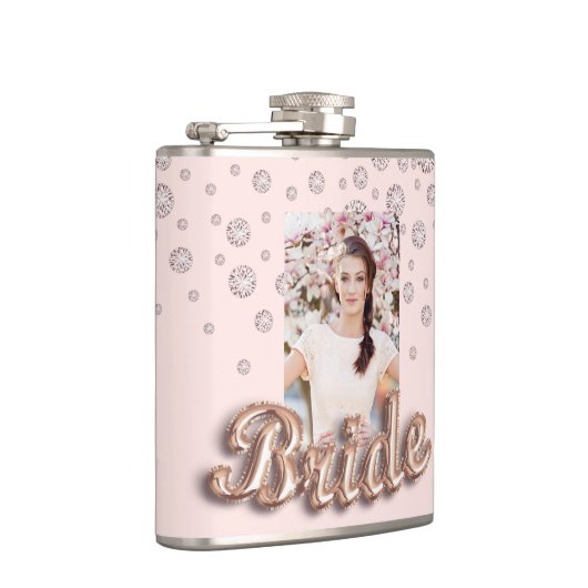 Bruid roze goud blozen diamanten vrijgezellenfeest heupfles (Rechts)