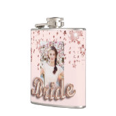 Bruid roze goud blozende sterren foto glamoureus heupfles (Links)