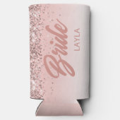 Bruid Roze Goud Glitter Script Gepersonaliseerde N Seltzer Blikjeskoeler (Achterkant)