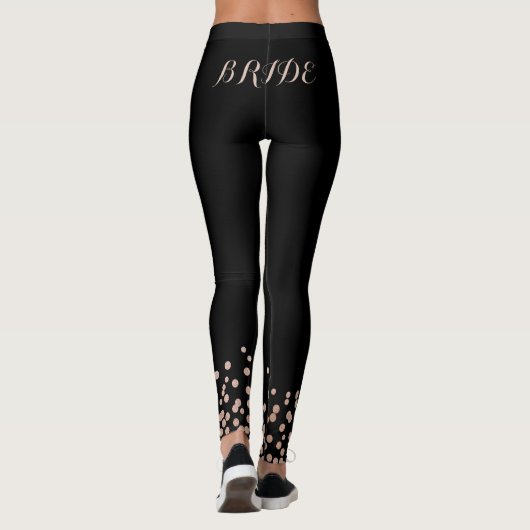 Bruid Roze Goud Glitter Zwarte Leggings (Achterkant)