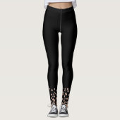 Bruid Roze Goud Glitter Zwarte Leggings (Voorkant)