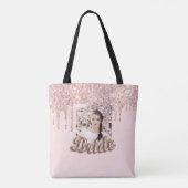 Bruid roze gouden druipende foto bruiloft tote bag (Achterkant)