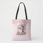 Bruid roze gouden druppels foto bruiloft tote bag (Voorkant)