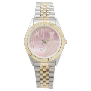Bruid roze gouden jurk naam horloge