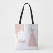 Bruid roze gouden jurk naam tote bag (Voorkant)