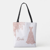 Bruid roze gouden jurk naam tote bag (Achterkant)