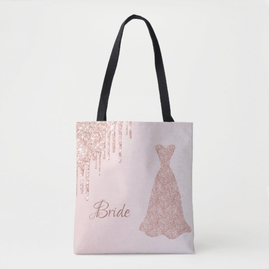 Bruid roze gouden jurk naam tote bag (Voorkant)