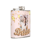 Bruid roze gouden sterren glinsteren glamour foto heupfles (Rechts)